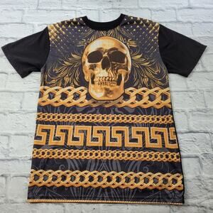 Chemistry Gold Skull & Chain Graphic Tech Tee size Small